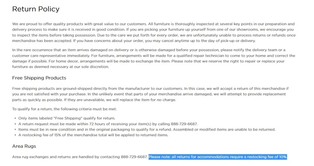 Does Raymour & Flanigan offer free returns? What's their exchange