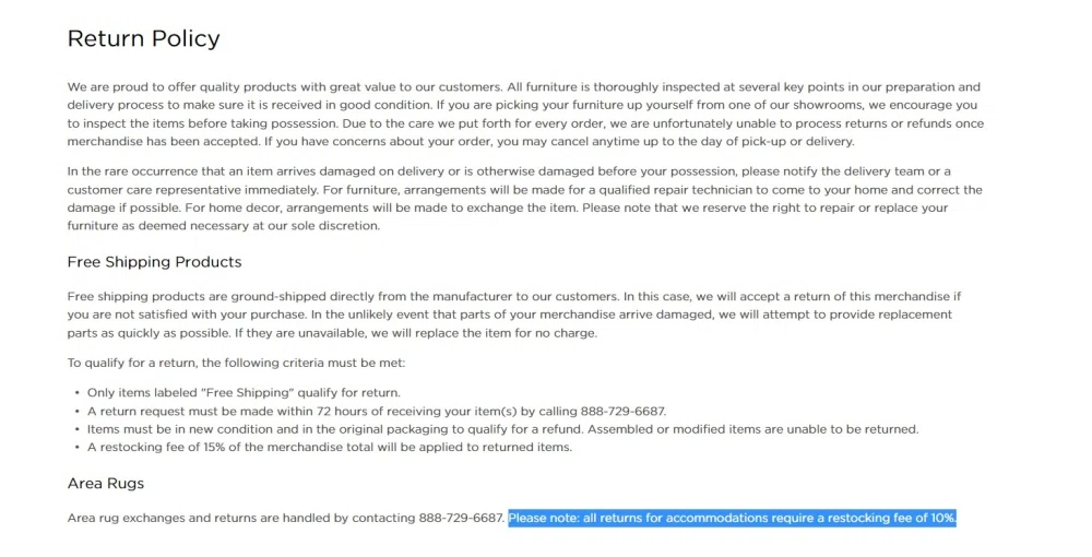 Does Raymour & Flanigan offer free returns? What's their exchange