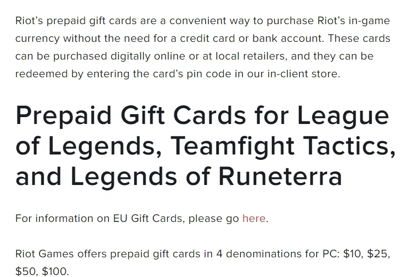 Does Riot Games offer gift cards? — Knoji