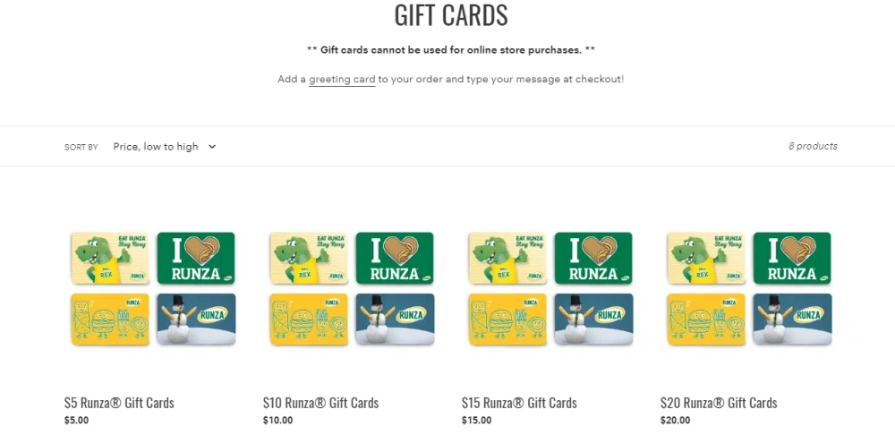 Does Runza offer gift cards? — Knoji