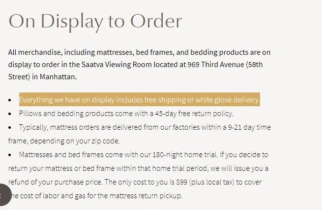 saatva free shipping