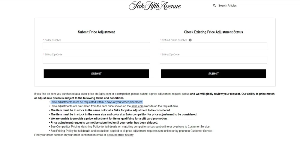 Does Saks Fifth Avenue price adjust? — Knoji