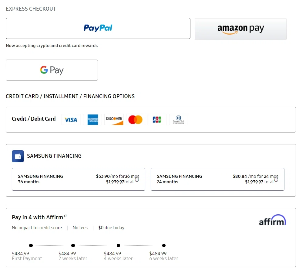 Does Samsung accept Afterpay financing? — Knoji