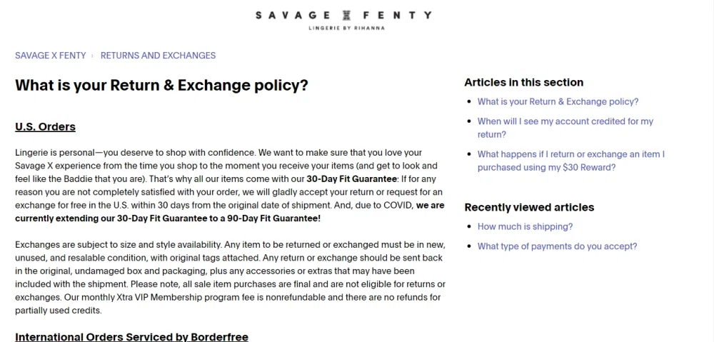 Does Savage X Fenty Offer Free Returns What S Their Exchange Policy Knoji