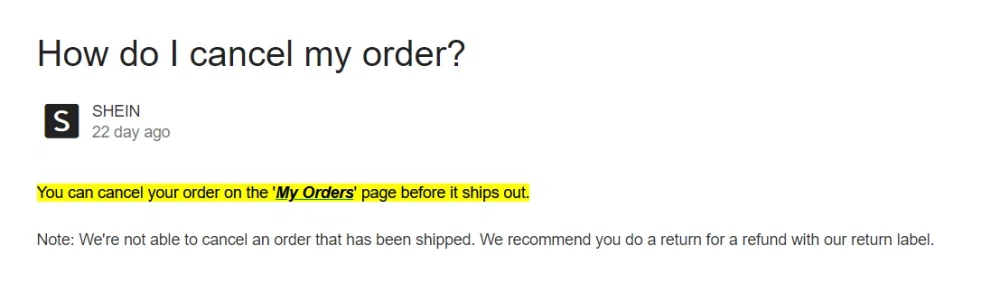 SHEIN order changes? How do I cancel my order after placing it? — Knoji