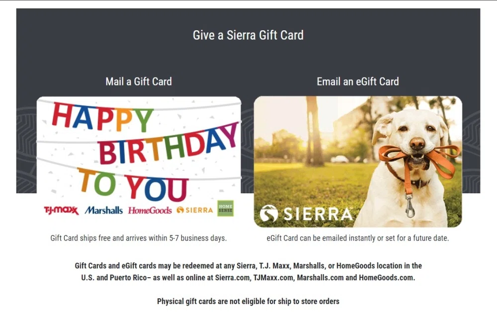 Sierra Gift Cards