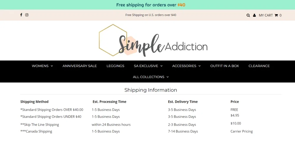 Does Simple Addiction offer site-wide free shipping? — Knoji