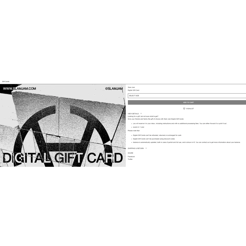 Does Slam Jam accept gift cards or egift cards? — Knoji