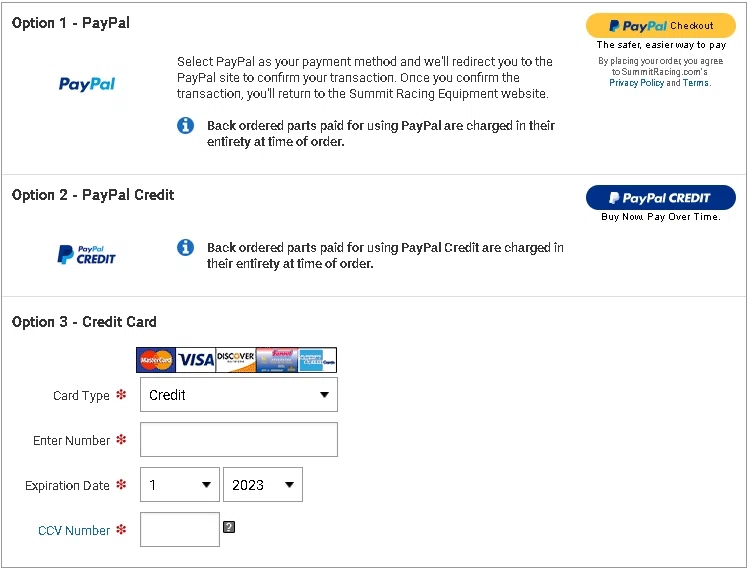 Summit Racing Equipment Affirm financing support? — Knoji