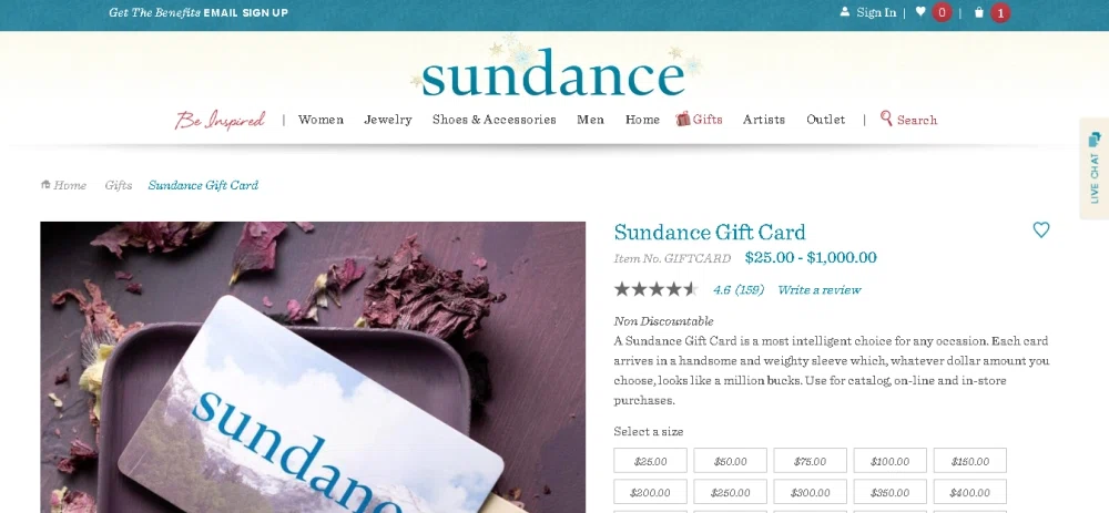 Does Sundance Catalog offer gift cards? — Knoji