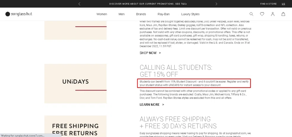 Does Sunglass Hut have a student discount? — Knoji