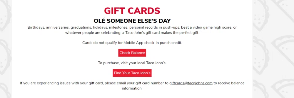 Does Taco John s Accept Gift Cards Or E gift Cards Knoji