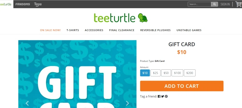 Does Tee Turtle accept gift cards or egift cards? — Knoji