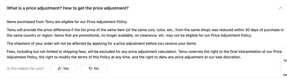 Temu price adjustments Knoji