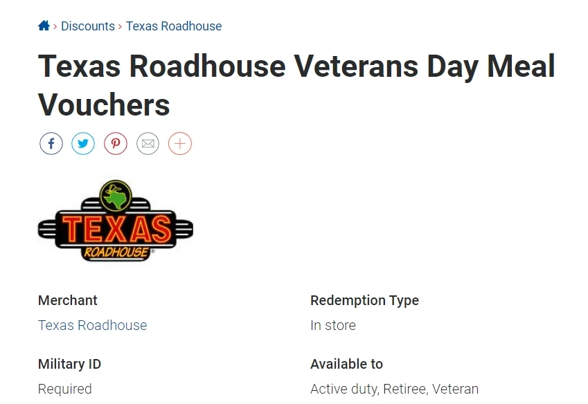 Does Texas Roadhouse Offer A Military Discount Knoji