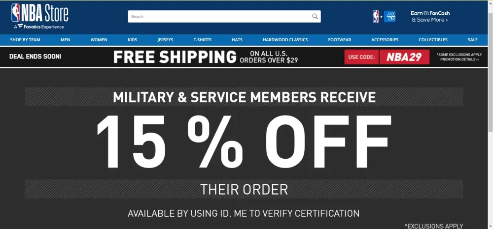 military discount nba store