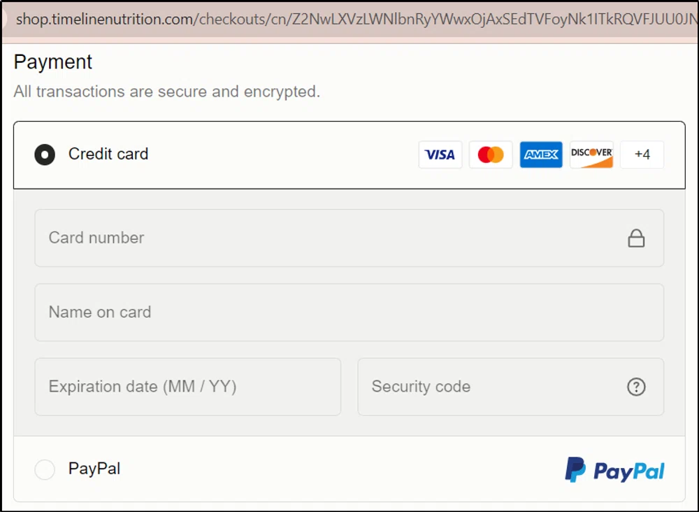 Does Timeline Nutrition take debit cards? — Knoji