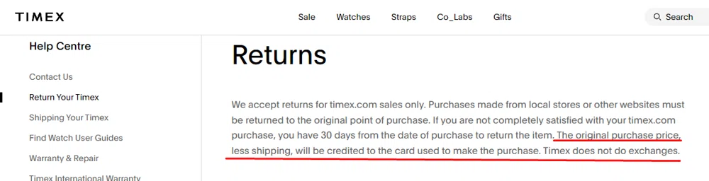 Does Timex offer free returns What s their exchange policy Knoji