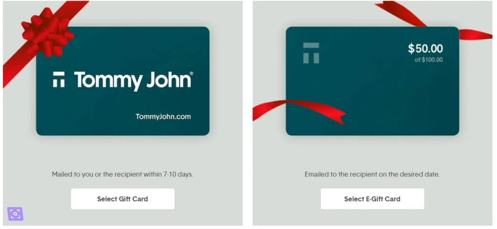 tommy john underwear gift card