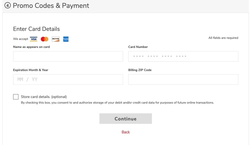 Screenshot of available merchant feature