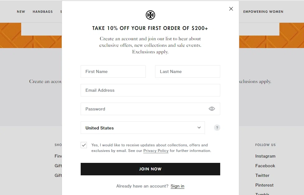 Do email subscribers at Tory Burch get coupons via email? — Knoji
