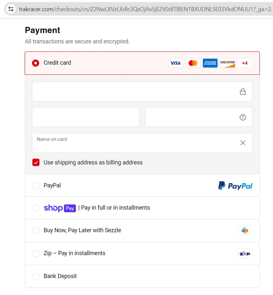 Does Trak Racer accept Afterpay financing? — Knoji