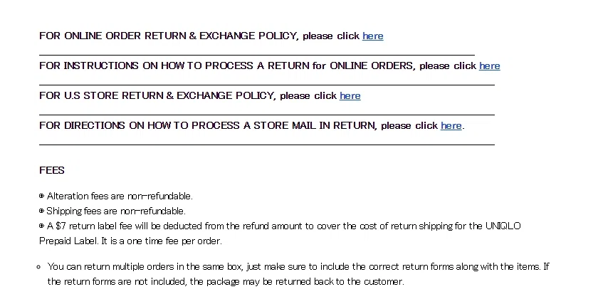 How do I return my online order  UNIQLO US  Customer Service