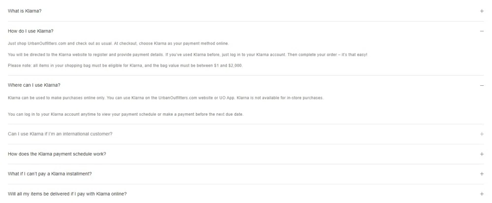 Does Urban Outfitters accept Klarna financing? — Knoji