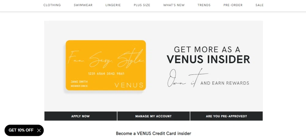 my venus credit card