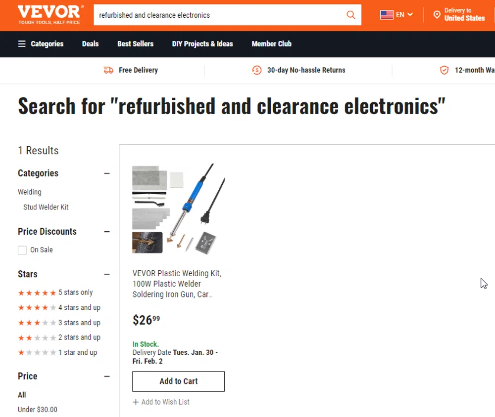 Does Vevor sell refurbished products? — Knoji