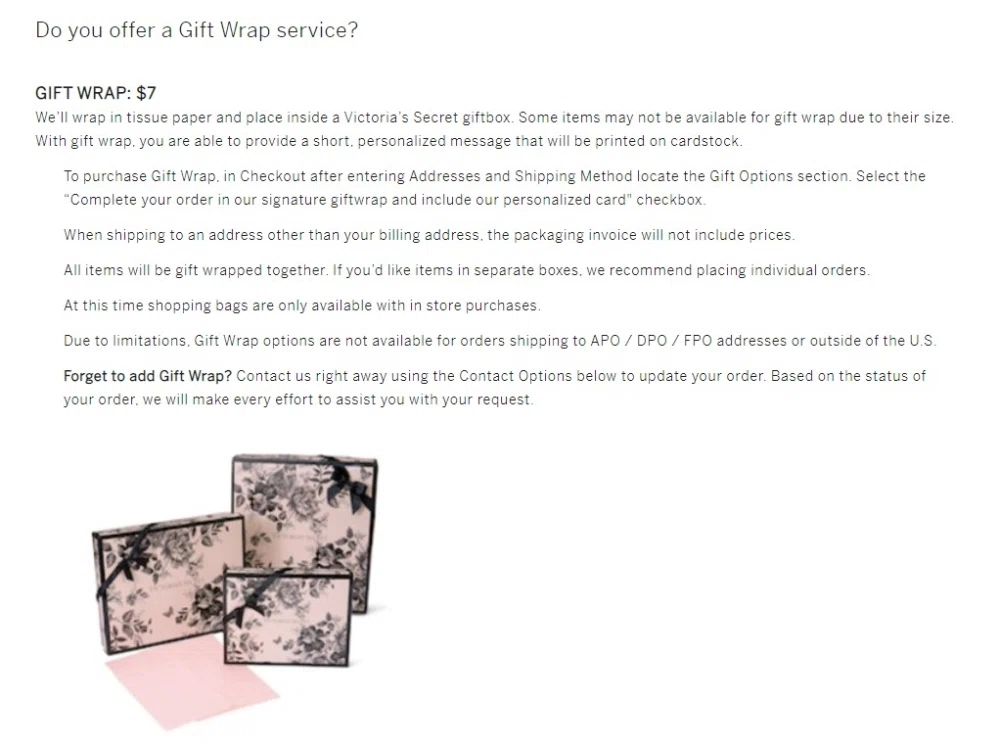 Does Victoria's Secret offer gift wrapping? — Knoji