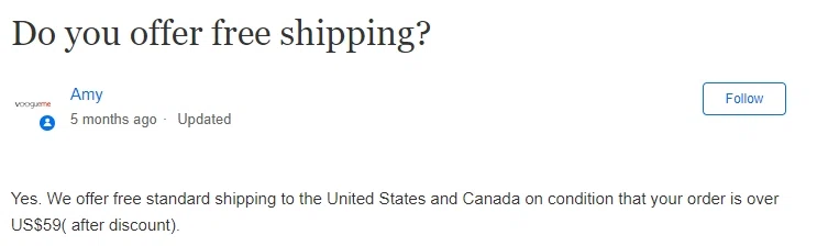 voogueme shipping