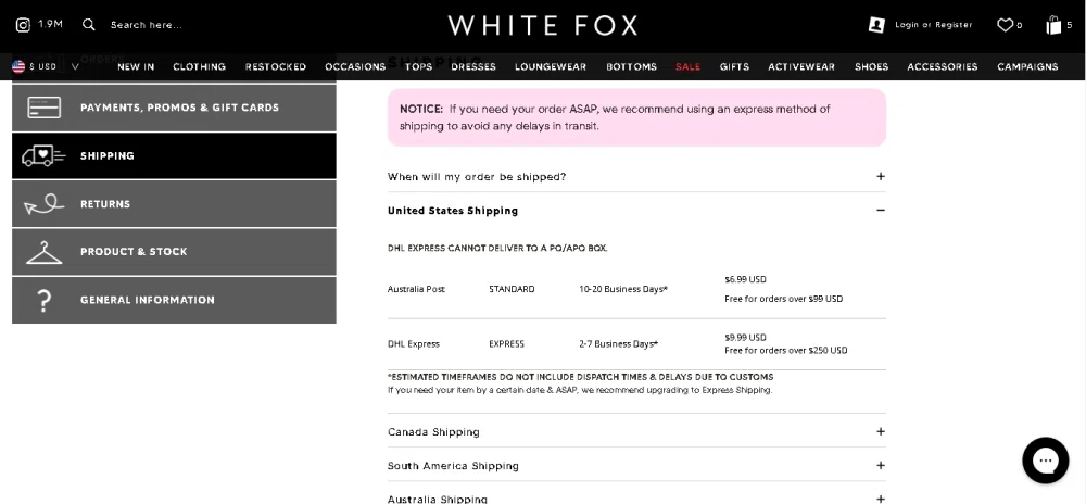 Does White Fox Boutique offer free shipping Knoji