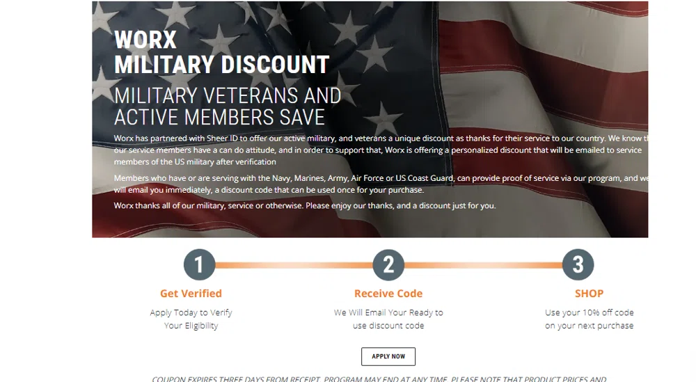 Does Worx offer a military discount Knoji