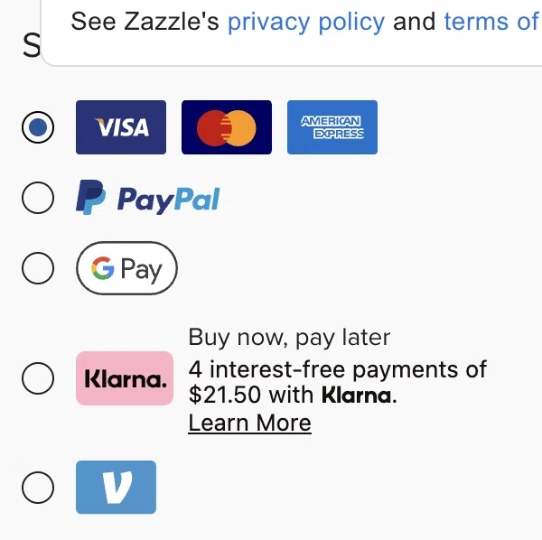 Does Zazzle take debit cards? — Knoji