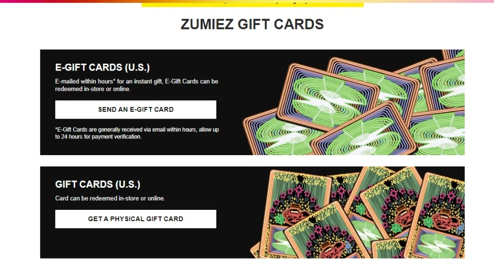 Buy a Zumiez Card Online