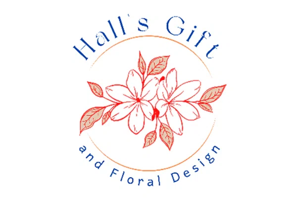 Hall's Gift And Treasures Floral Design Merchant Logo
