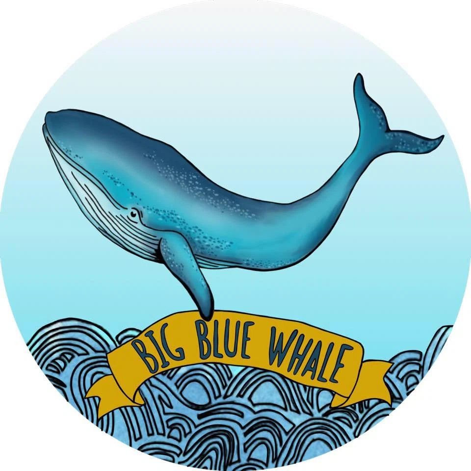 Big Blue Whale + On The Park Merchant Logo