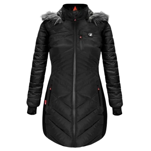 Action Heat 5V Women's Heated Long Puffer Jacket with Hood