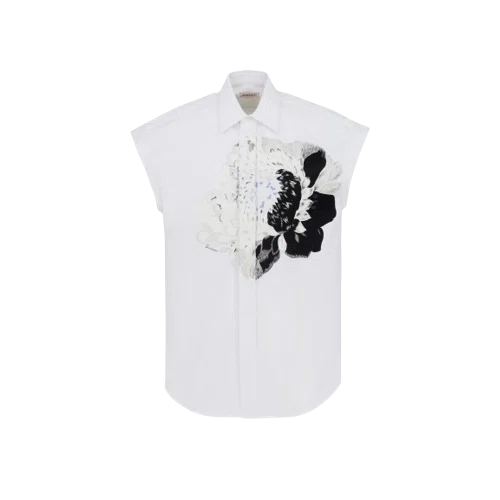 Alexander McQueen Men's Dutch Flower Sleeveless Shirt in Optic White