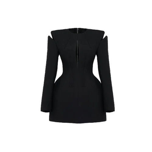 Alexander McQueen Women's Lace Detail Slashed Mini Dress in Black