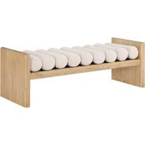 AllModern Boucle Fabric Wood Bench