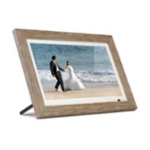 Aluratek Distressed Wood Digital Photo Frame with Interchangeable Frames