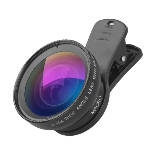 Apexel 2 in 1 Clip-on Phone Camera Lens Kits 0.45X Super Wide Angle 12.5X Macro