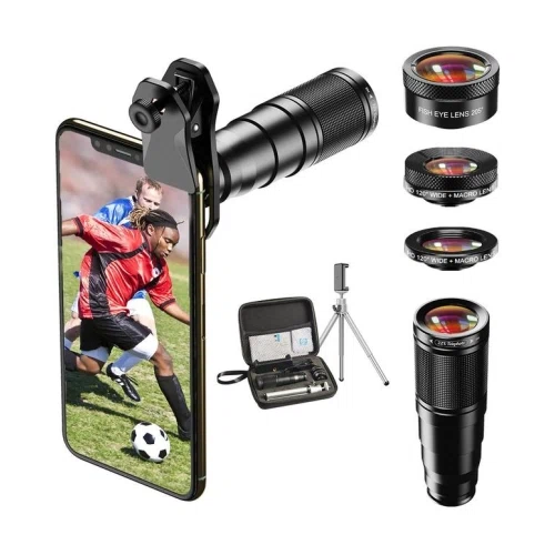 Apexel Metal Universal 22X Telescope Fisheye Wide Angle Macro Lens Kit 4in1 With Tripod