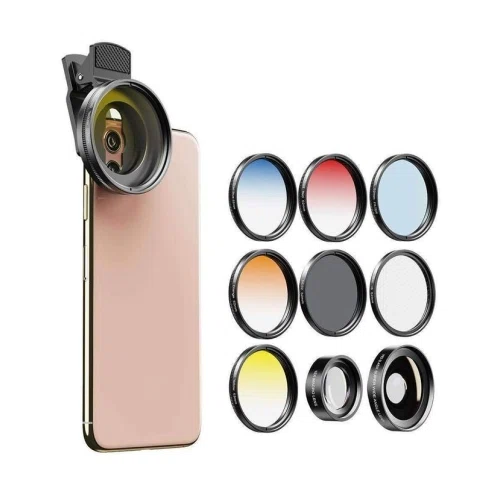 Apexel Phone Lens Kits 0.45X Super Wide Angle Macro 37/52mm CPL ND32 Grad Color Filter