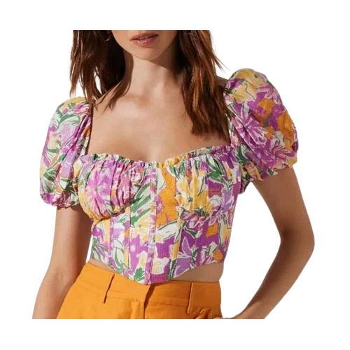ASTR The Label Paola Floral Puff Sleeve Top
