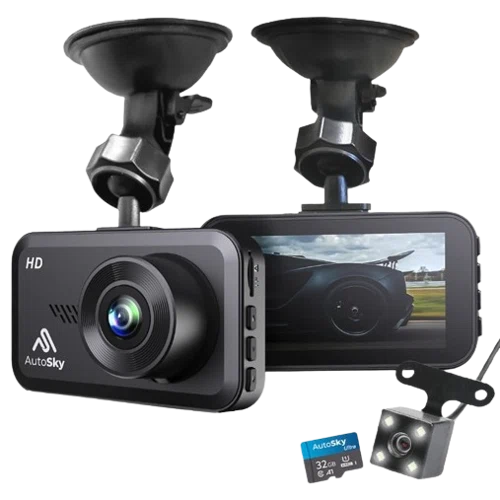 AutoSky HD Dash Cam Front and Rear