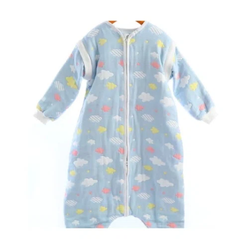 Baby Sleep Better 1.0TOG Children Detachable Sleeve Sleepbag 6 Layers Cotton