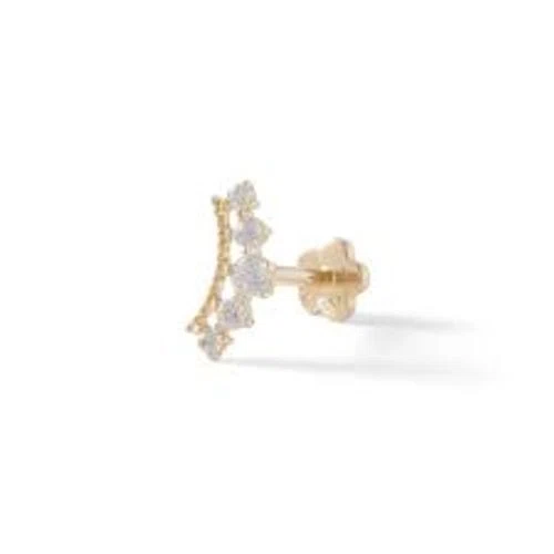 Banter 14K Gold Tube CZ Crown Stud - 18G 5/16